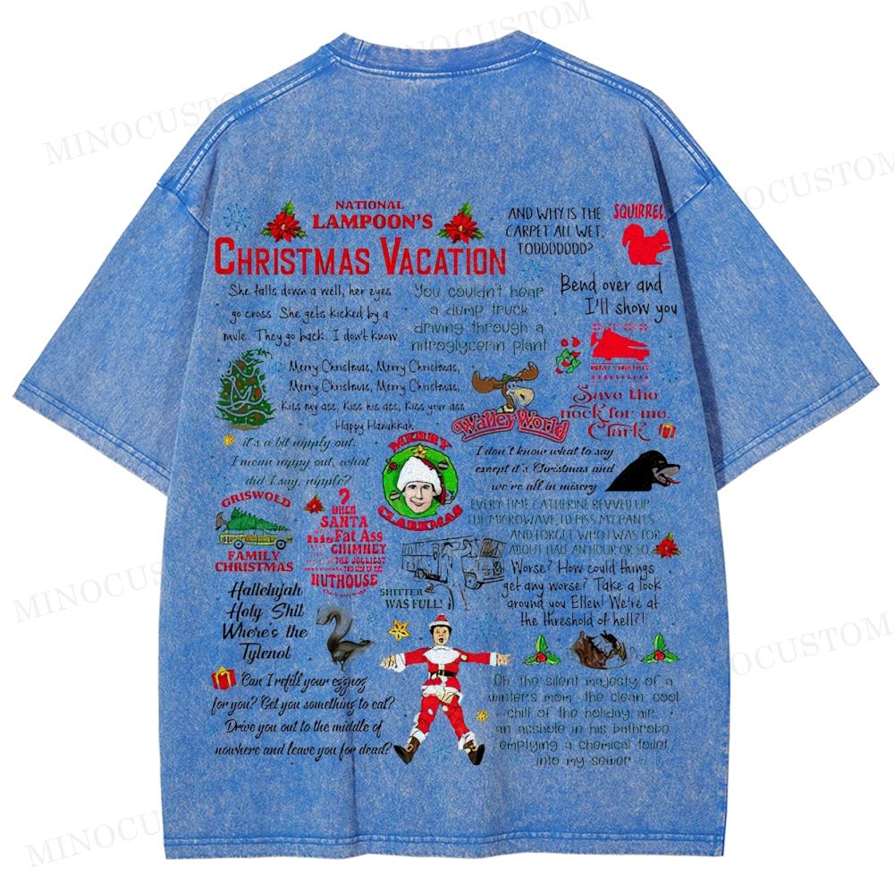 National Lampoon's Christmas Vacation Holiday Comedy Retro Collage Graphic Washed T-Shirt 