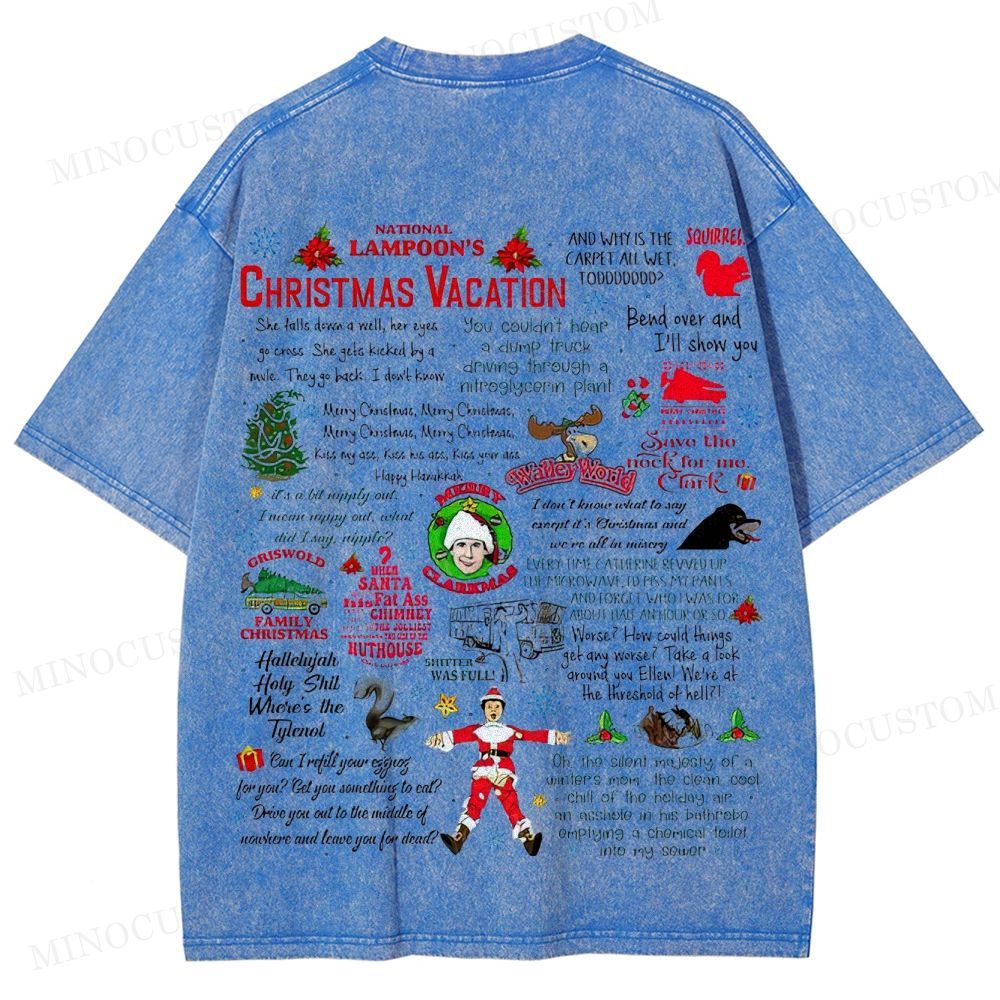 National Lampoon's Christmas Vacation Holiday Comedy Retro Collage Graphic Washed T-Shirt 