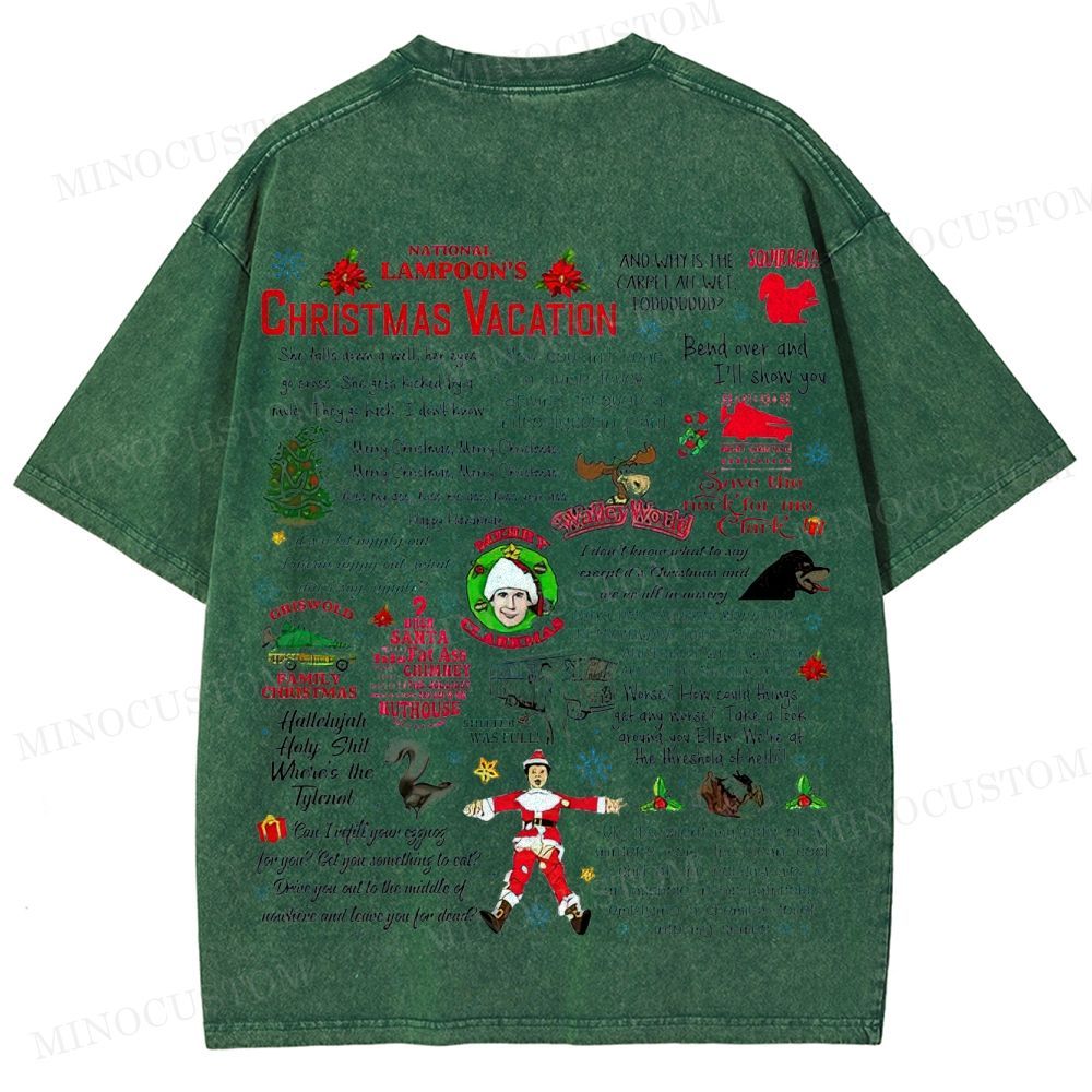 National Lampoon's Christmas Vacation Holiday Comedy Retro Collage Graphic Washed T-Shirt 