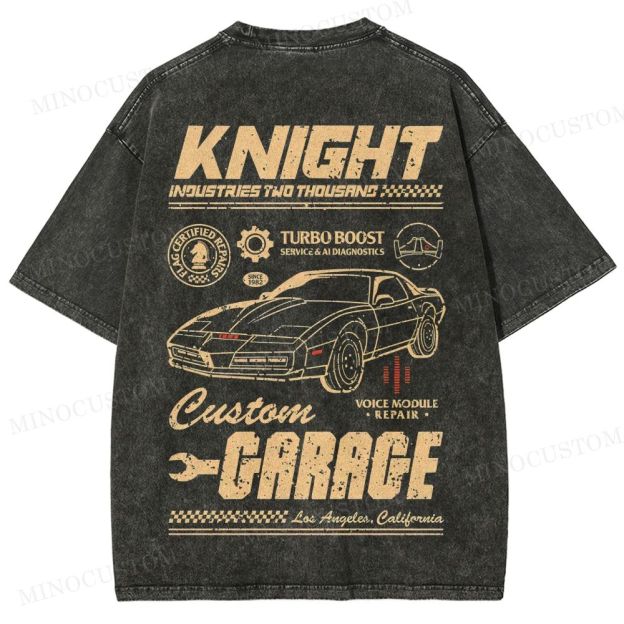 Knight Rider Action Adventure Retro Car Graphic Washed T-Shirt 