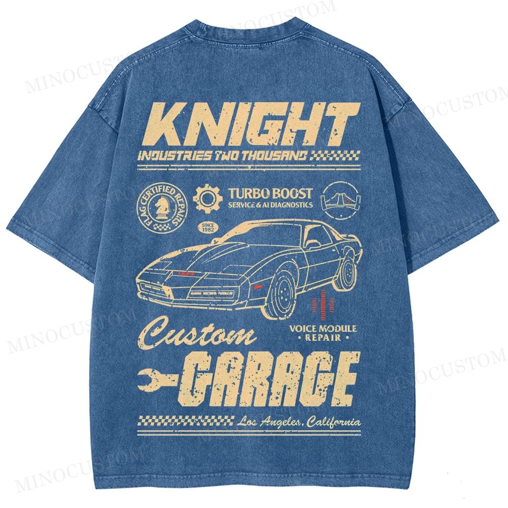 Knight Rider Action Adventure Retro Car Graphic Washed T-Shirt 