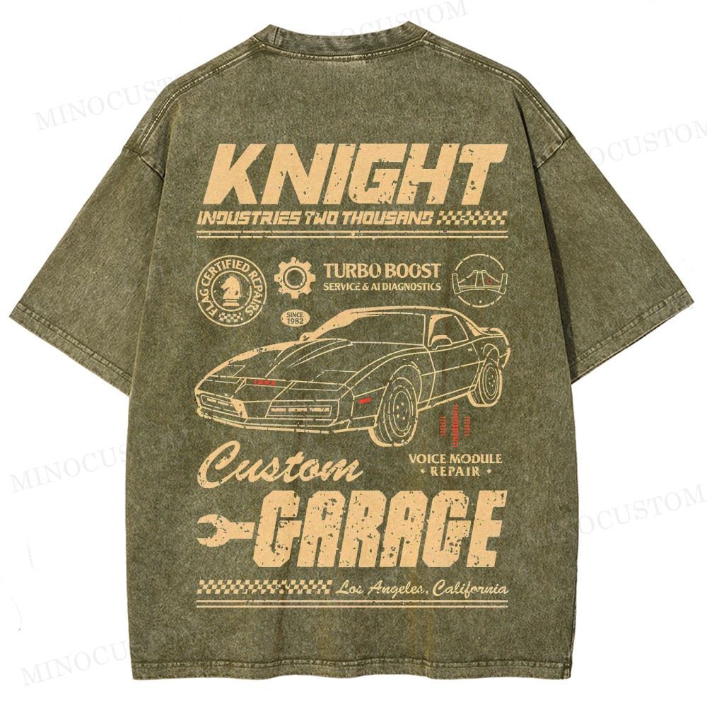 Knight Rider Action Adventure Retro Car Graphic Washed T-Shirt 