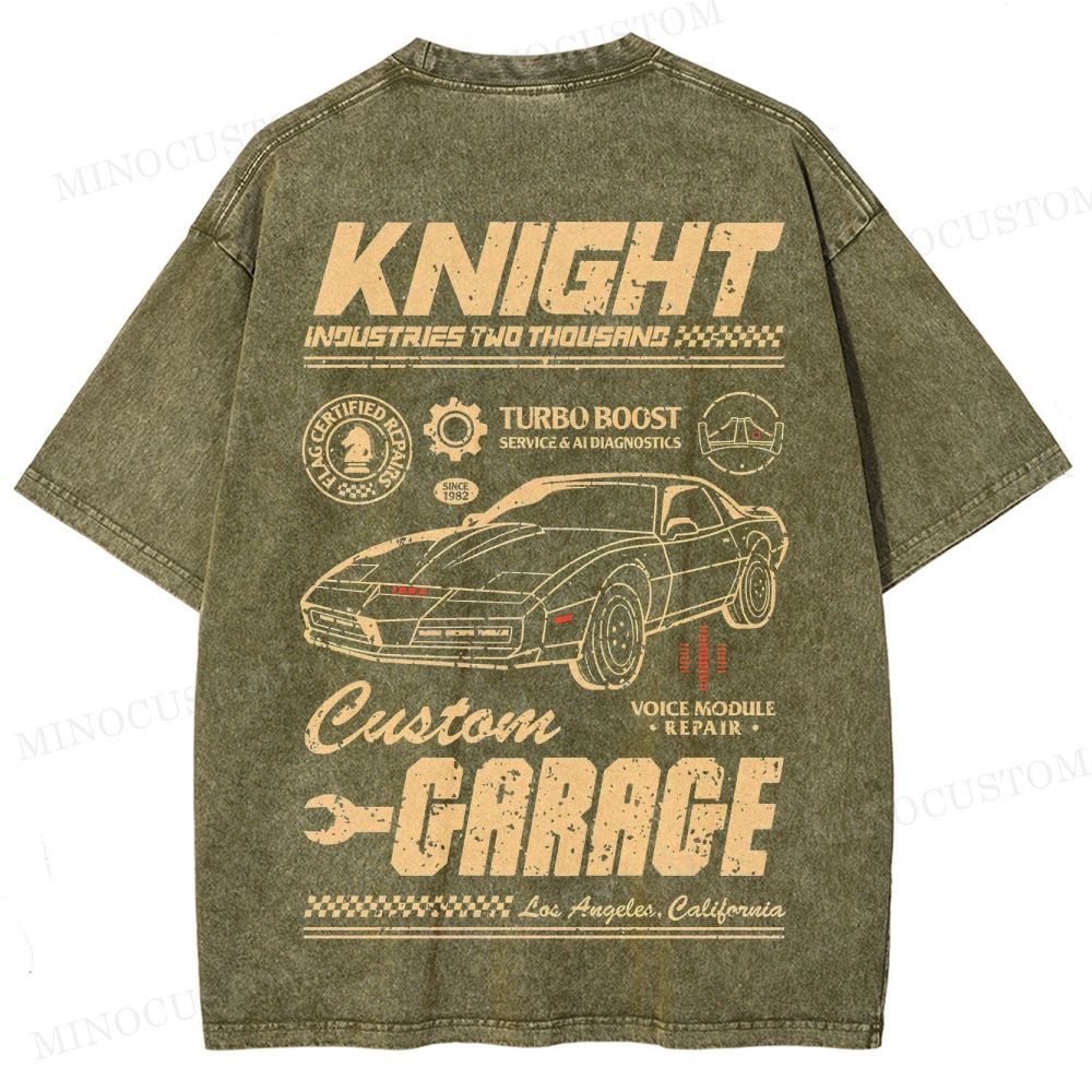 Knight Rider Action Adventure Retro Car Graphic Washed T-Shirt 