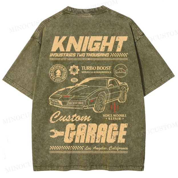 Knight Rider Action Adventure Retro Car Graphic Washed T-Shirt 