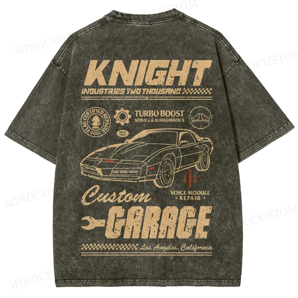 Knight Rider Action Adventure Retro Car Graphic Washed T-Shirt
