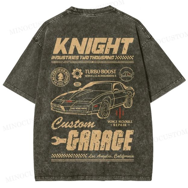 Knight Rider Action Adventure Retro Car Graphic Washed T-Shirt 