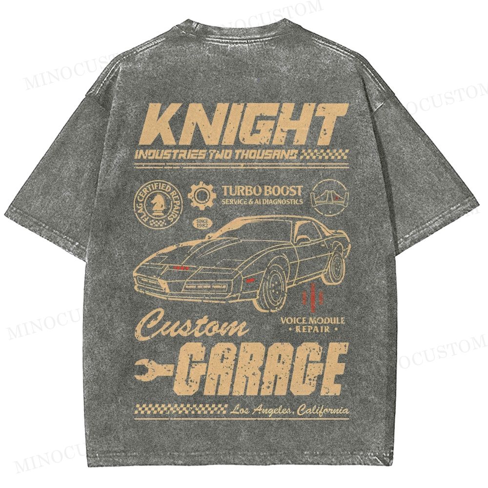 Knight Rider Action Adventure Retro Car Graphic Washed T-Shirt 