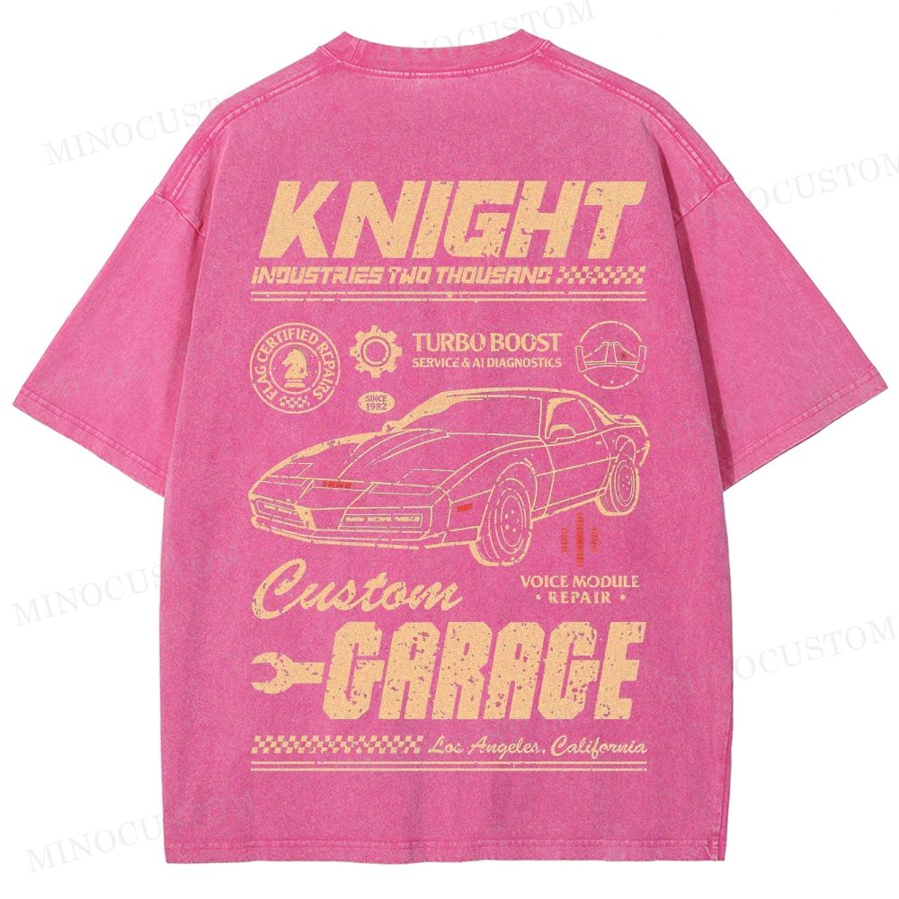 Knight Rider Action Adventure Retro Car Graphic Washed T-Shirt 