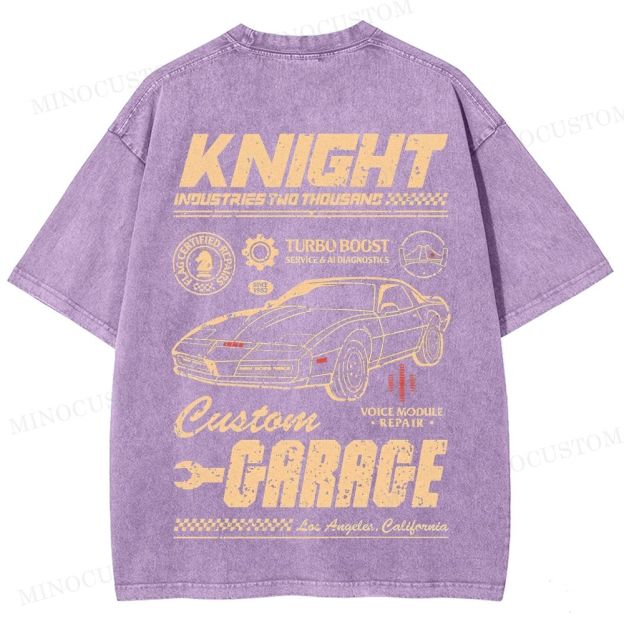 Knight Rider Action Adventure Retro Car Graphic Washed T-Shirt 
