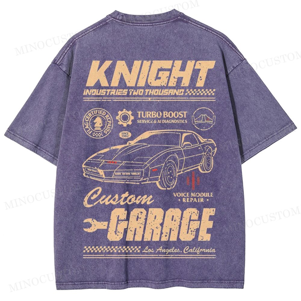 Knight Rider Action Adventure Retro Car Graphic Washed T-Shirt 