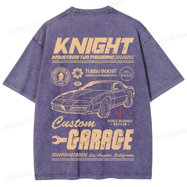 Knight Rider Action Adventure Retro Car Graphic Washed T-Shirt 
