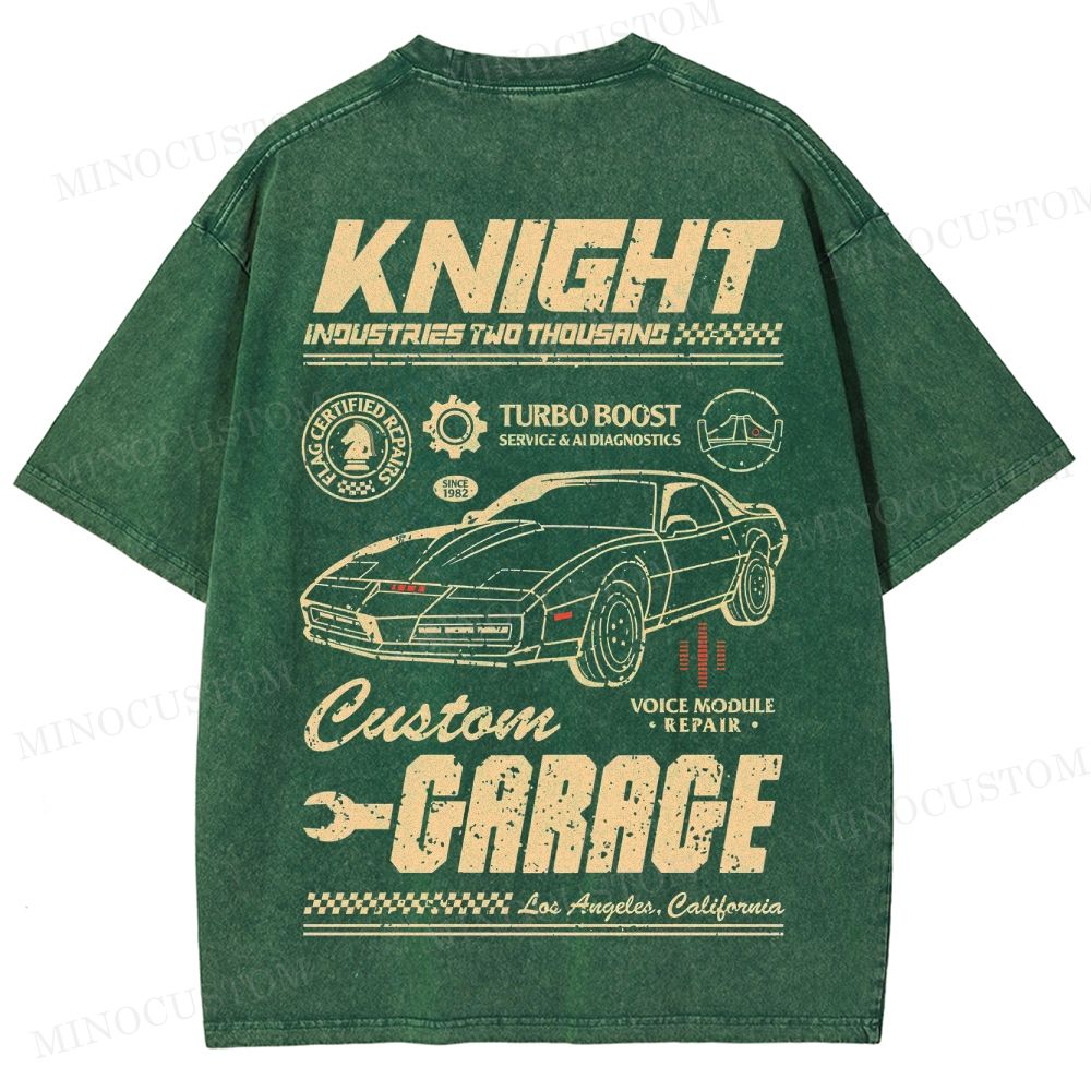 Knight Rider Action Adventure Retro Car Graphic Washed T-Shirt 
