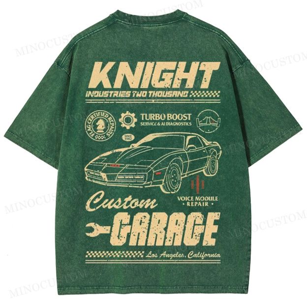 Knight Rider Action Adventure Retro Car Graphic Washed T-Shirt 