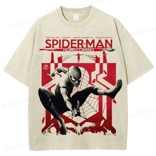Spider-Man: Homecoming Superhero Retro Poster Graphic Washed T-Shirt 