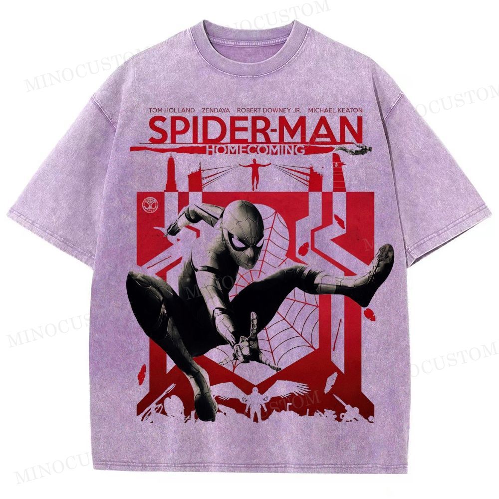 Spider-Man: Homecoming Superhero Retro Poster Graphic Washed T-Shirt 