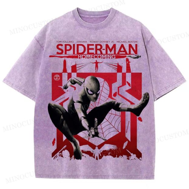 Spider-Man: Homecoming Superhero Retro Poster Graphic Washed T-Shirt 
