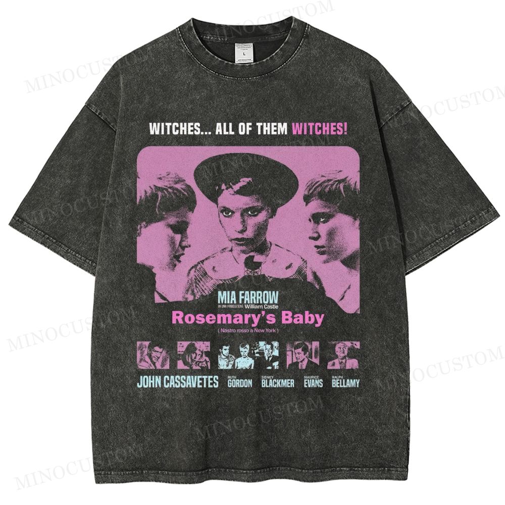 Rosemary's Baby Psychological Horror Retro Poster Graphic Washed T-Shirt