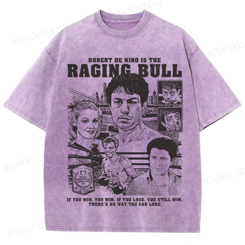 Raging Bull Sports Drama Retro Collage Graphic Washed T-Shirt