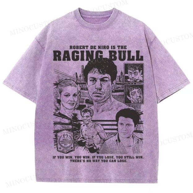 Raging Bull Sports Drama Retro Collage Graphic Washed T-Shirt