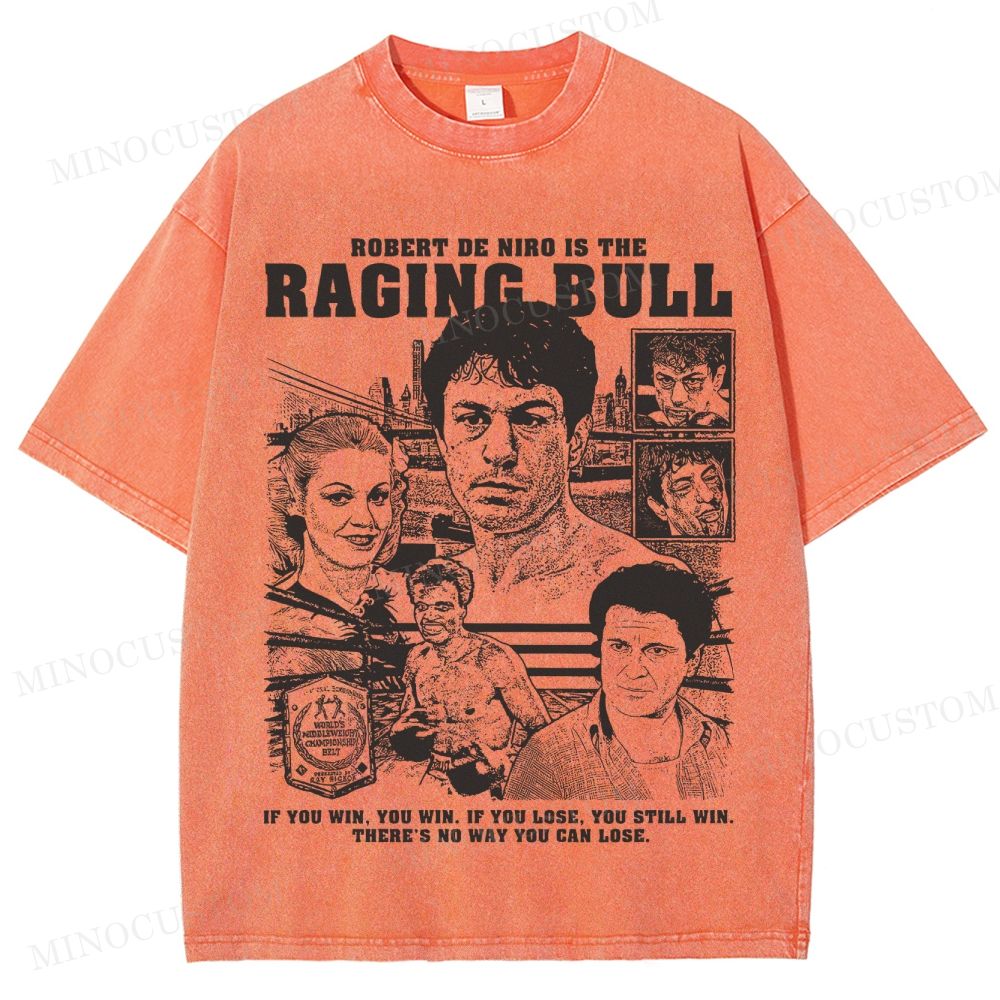 Raging Bull Sports Drama Retro Collage Graphic Washed T-Shirt