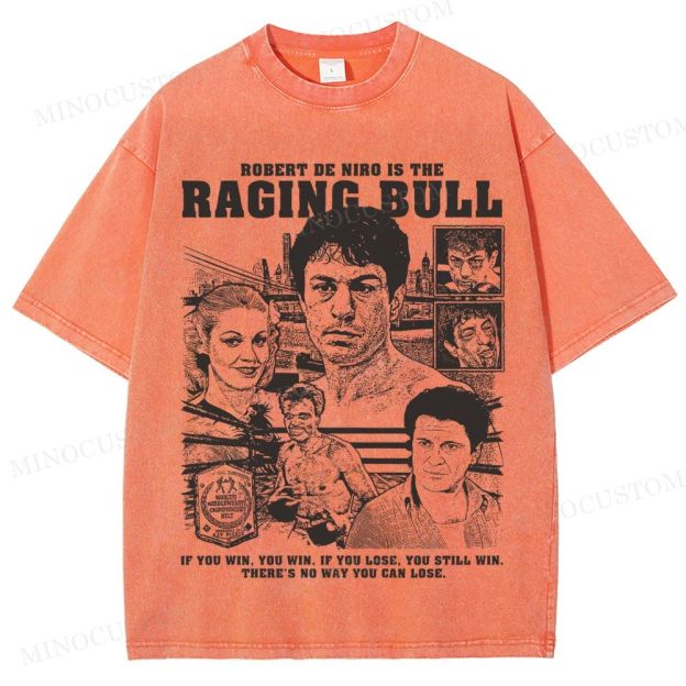 Raging Bull Sports Drama Retro Collage Graphic Washed T-Shirt