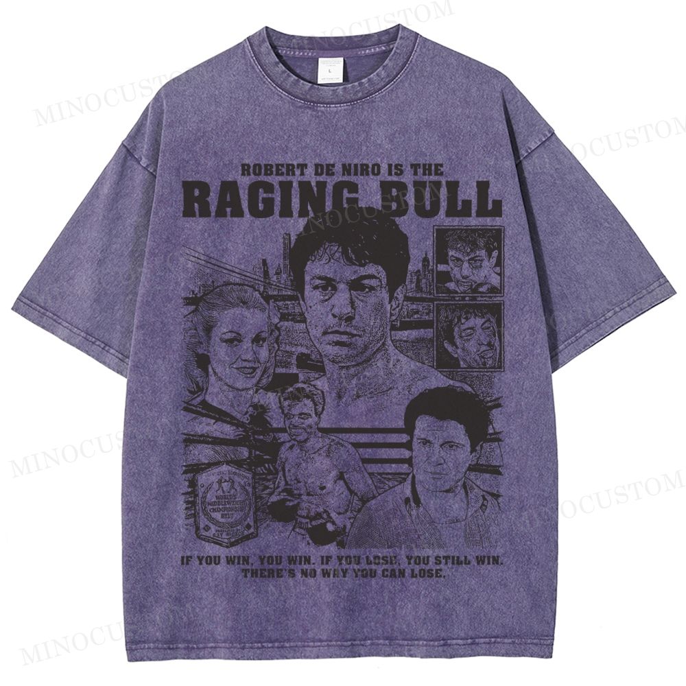 Raging Bull Sports Drama Retro Collage Graphic Washed T-Shirt