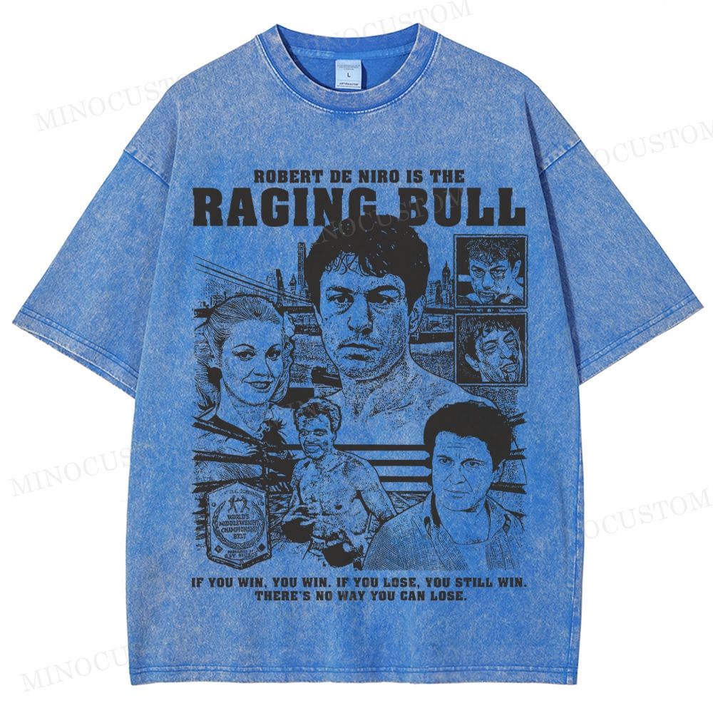 Raging Bull Sports Drama Retro Collage Graphic Washed T-Shirt