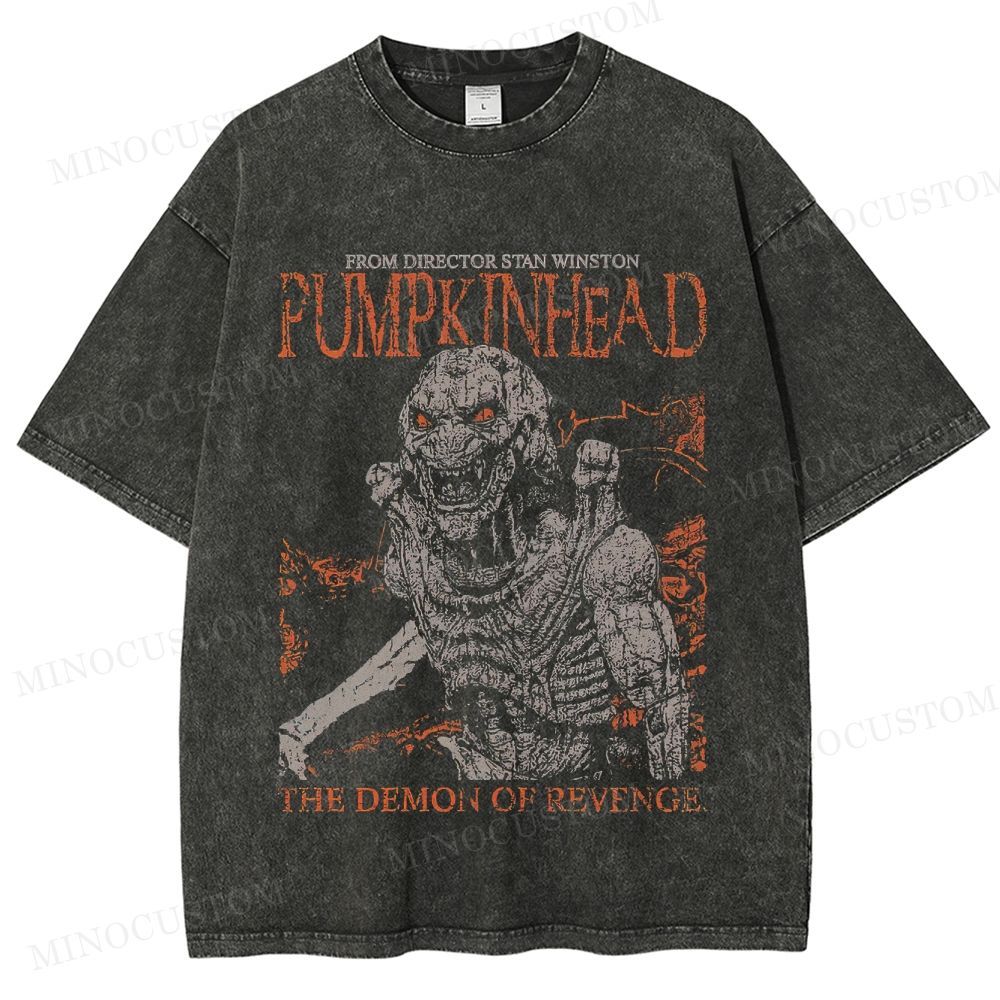Pumpkinhead Horror Retro Monster Graphic Washed T-Shirt