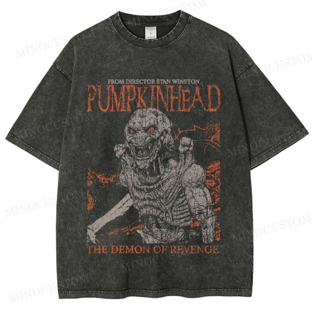 Pumpkinhead Horror Retro Monster Graphic Washed T-Shirt