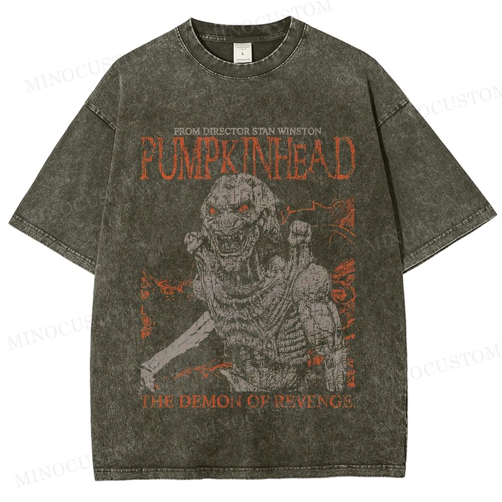 Pumpkinhead Horror Retro Monster Graphic Washed T-Shirt
