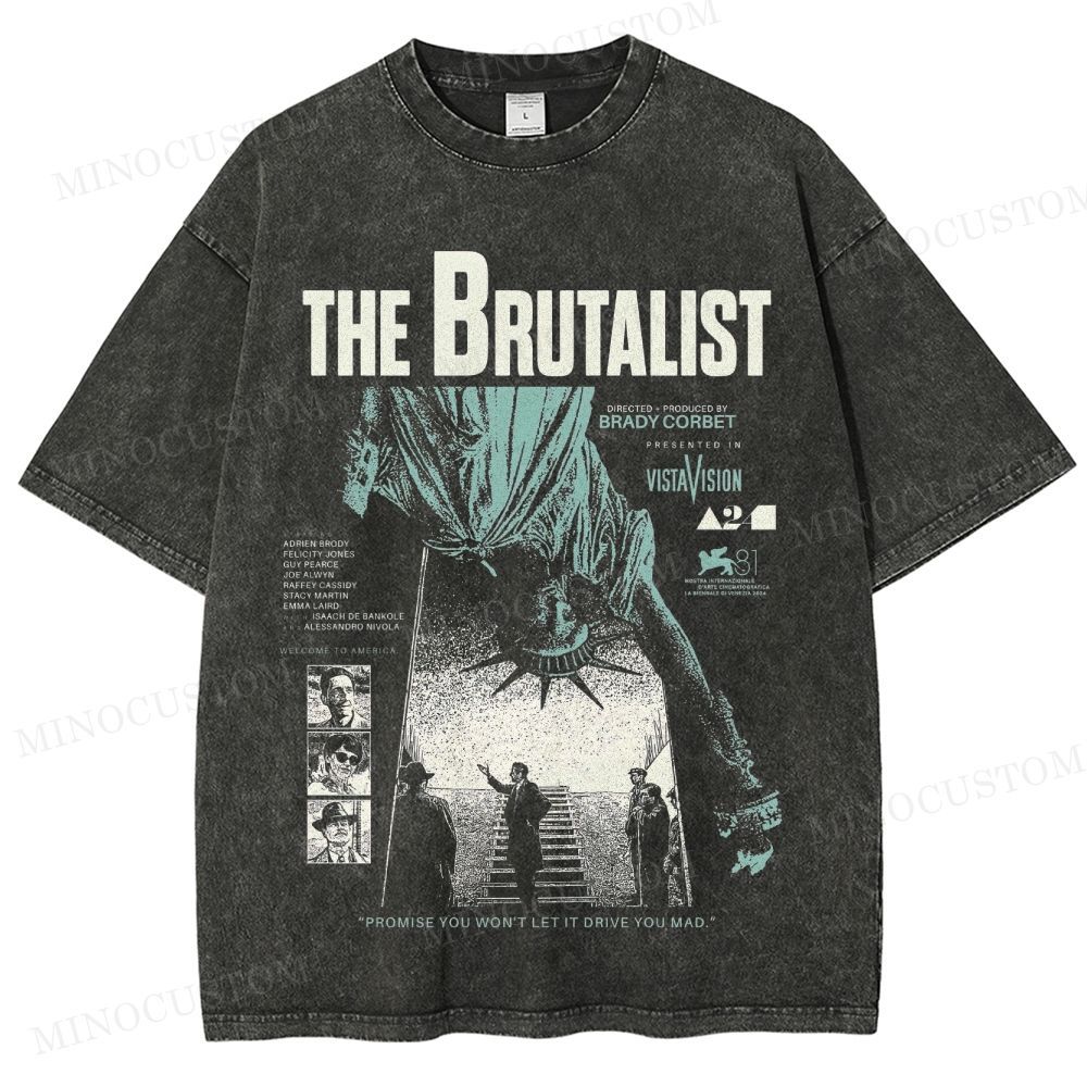 The Brutalist Drama Retro Poster Collage Graphic Washed T-Shirt