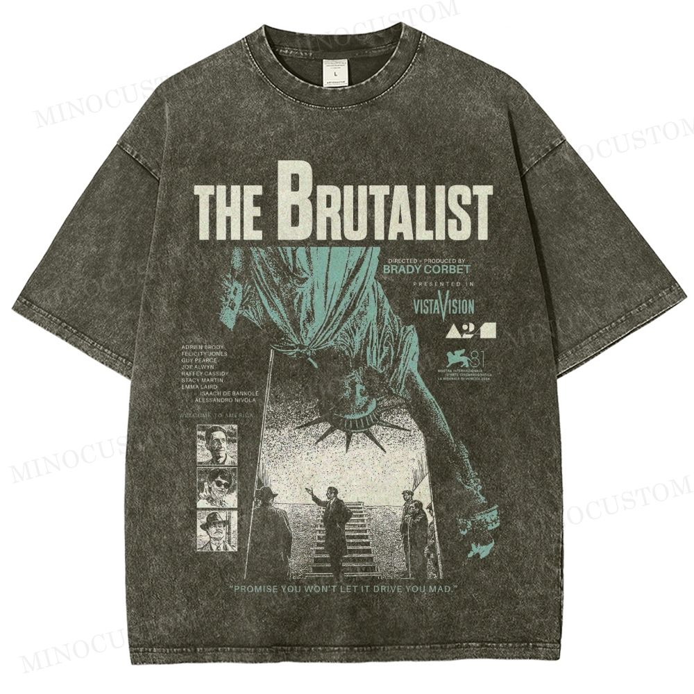 The Brutalist Drama Retro Poster Collage Graphic Washed T-Shirt