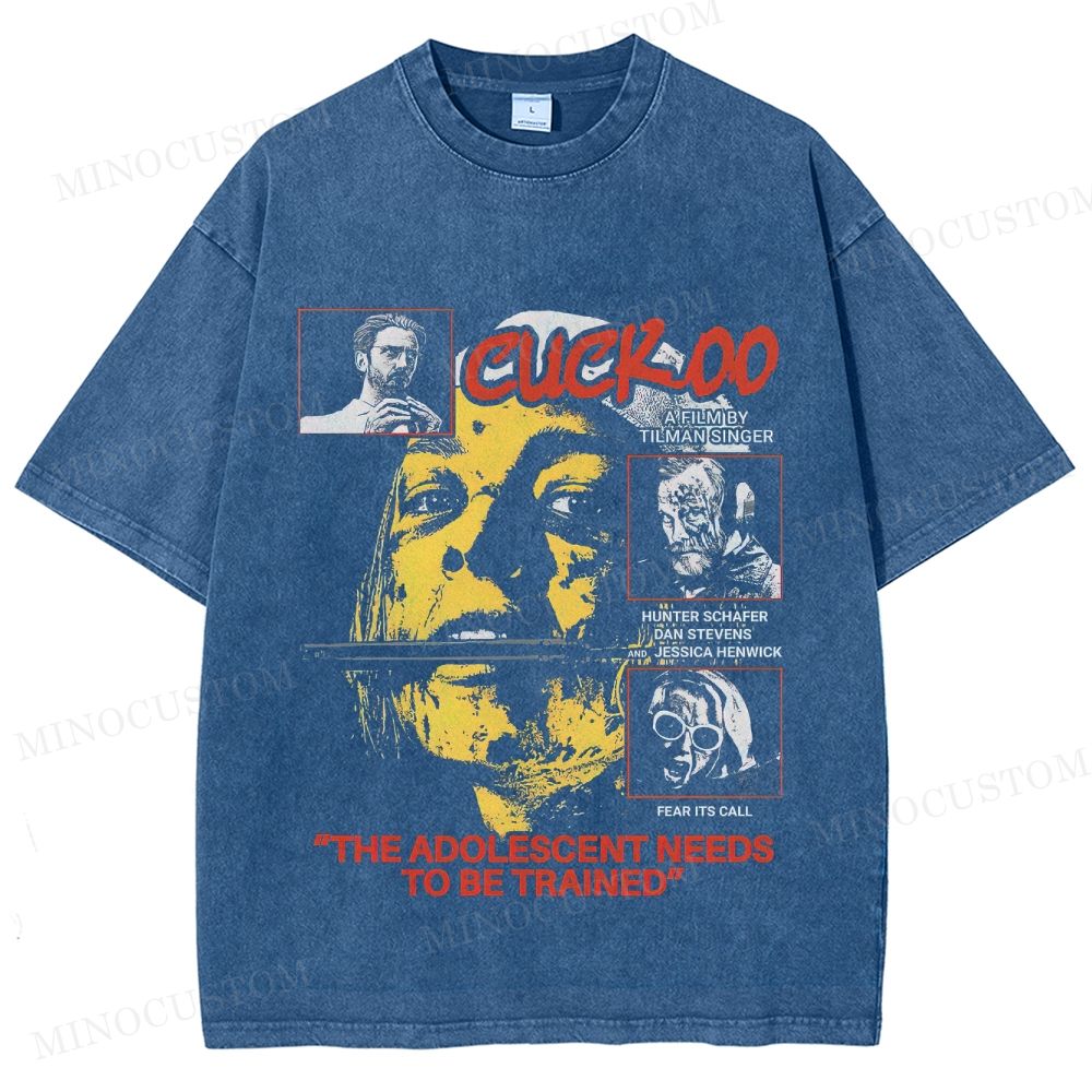 Cuckoo Horror Retro Collage Graphic Washed T-Shirt