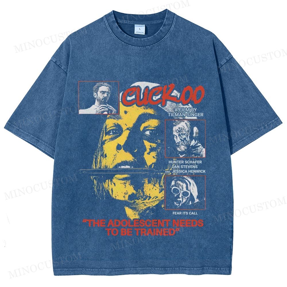 Cuckoo Horror Retro Collage Graphic Washed T-Shirt