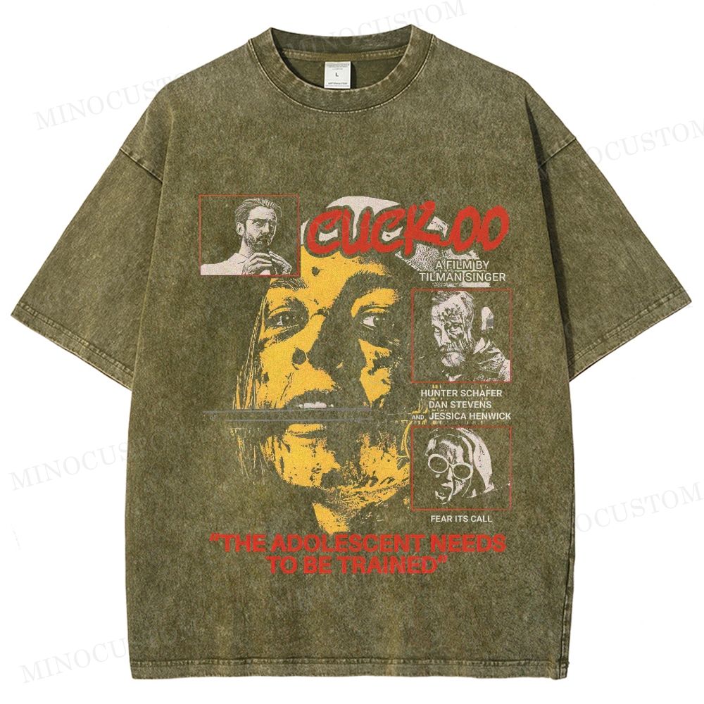 Cuckoo Horror Retro Collage Graphic Washed T-Shirt