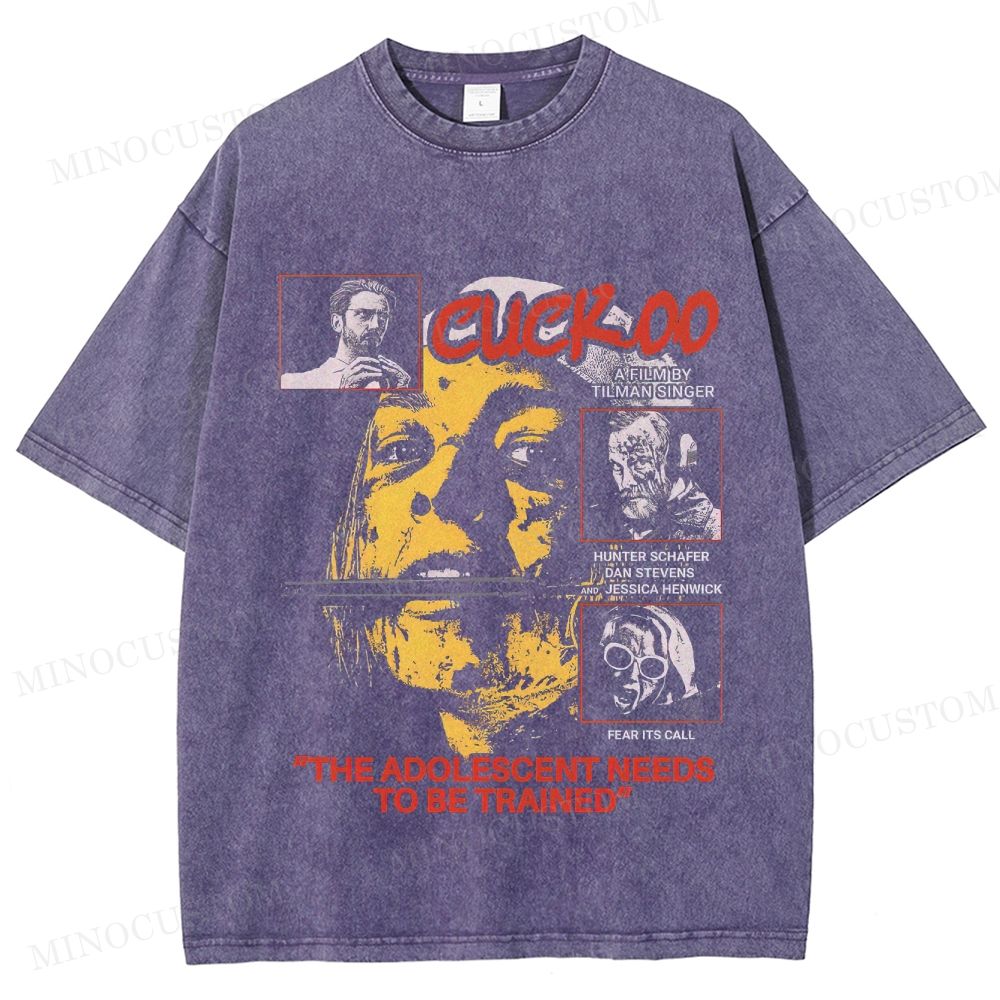 Cuckoo Horror Retro Collage Graphic Washed T-Shirt