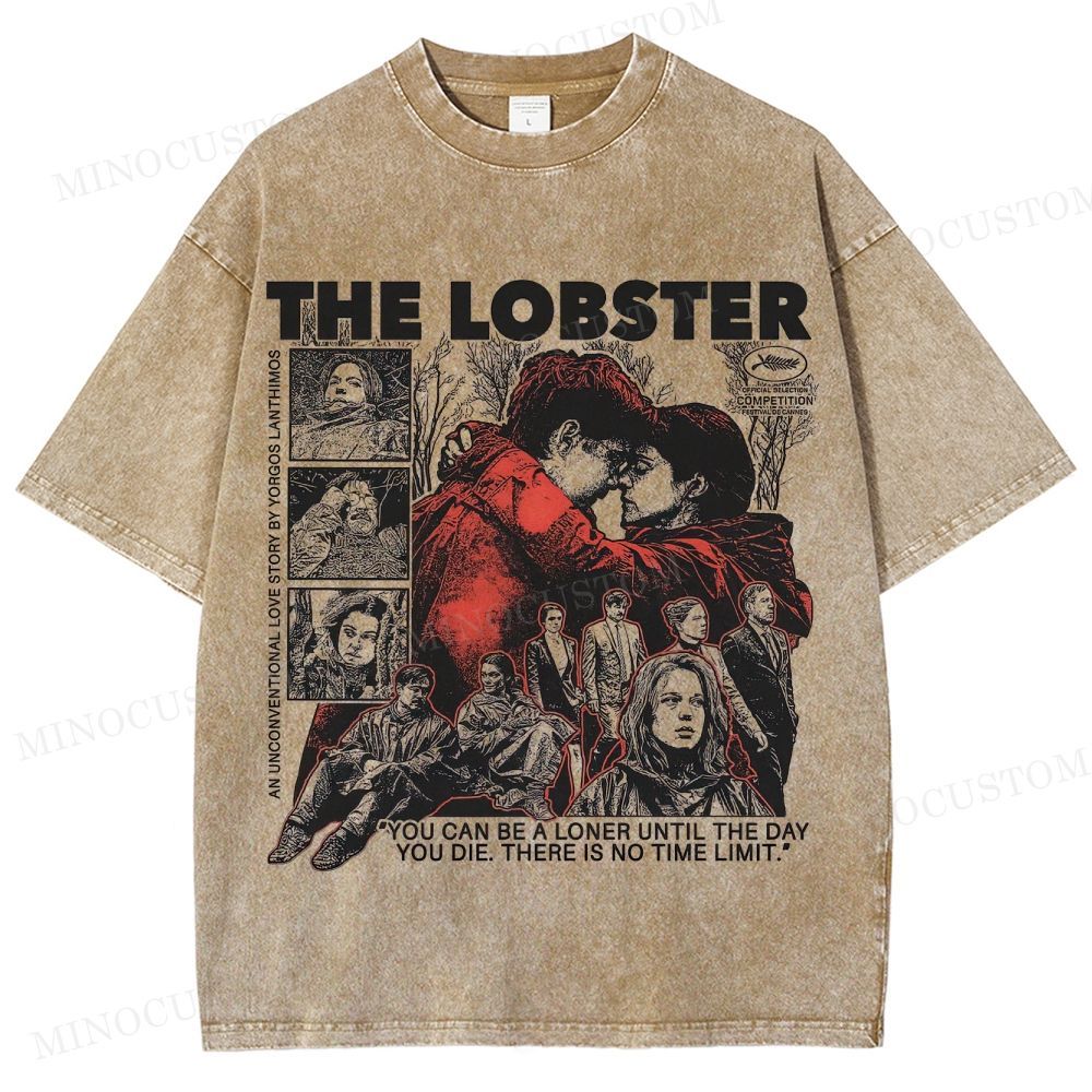 The Lobster Surreal Comedy Retro Collage Graphic Washed T-Shirt 