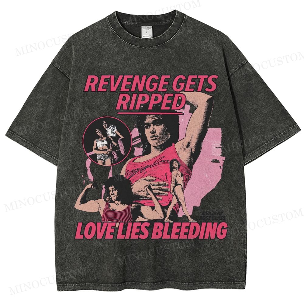Love Lies Bleeding Action Thriller Retro Collage Graphic Washed T-Shirt