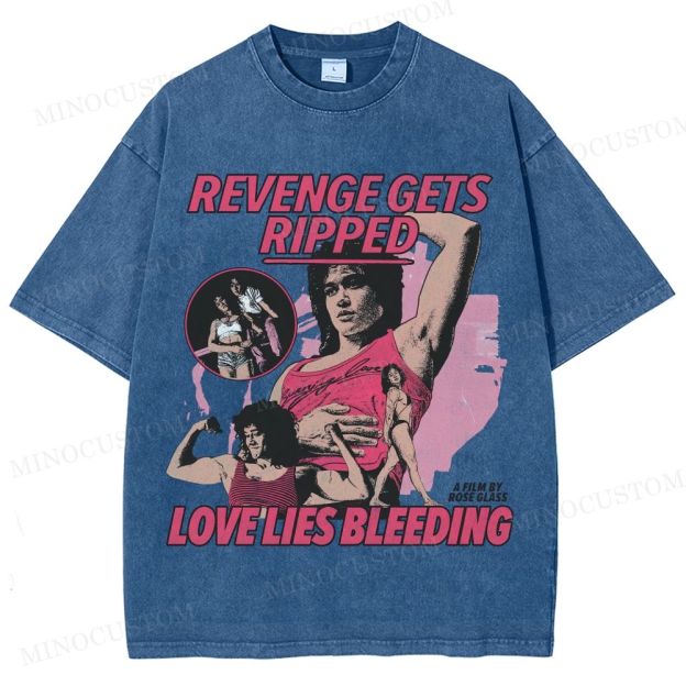 Love Lies Bleeding Action Thriller Retro Collage Graphic Washed T-Shirt