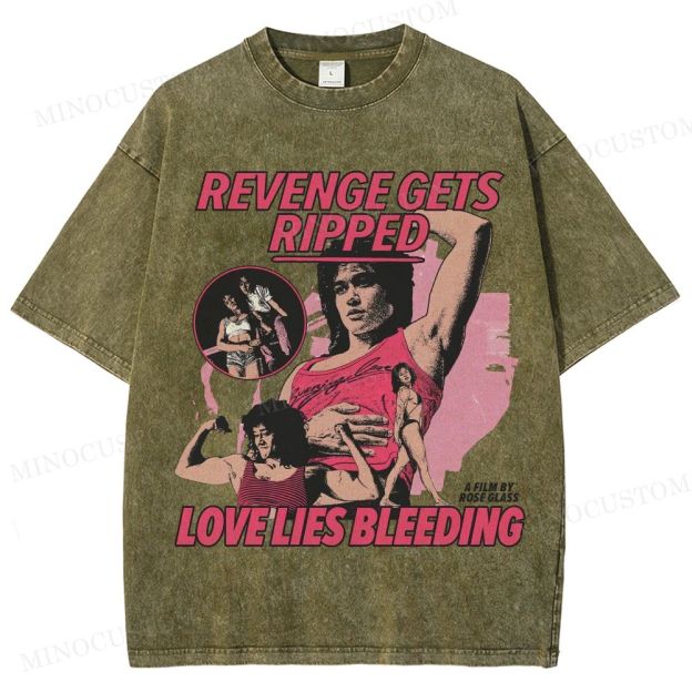 Love Lies Bleeding Action Thriller Retro Collage Graphic Washed T-Shirt