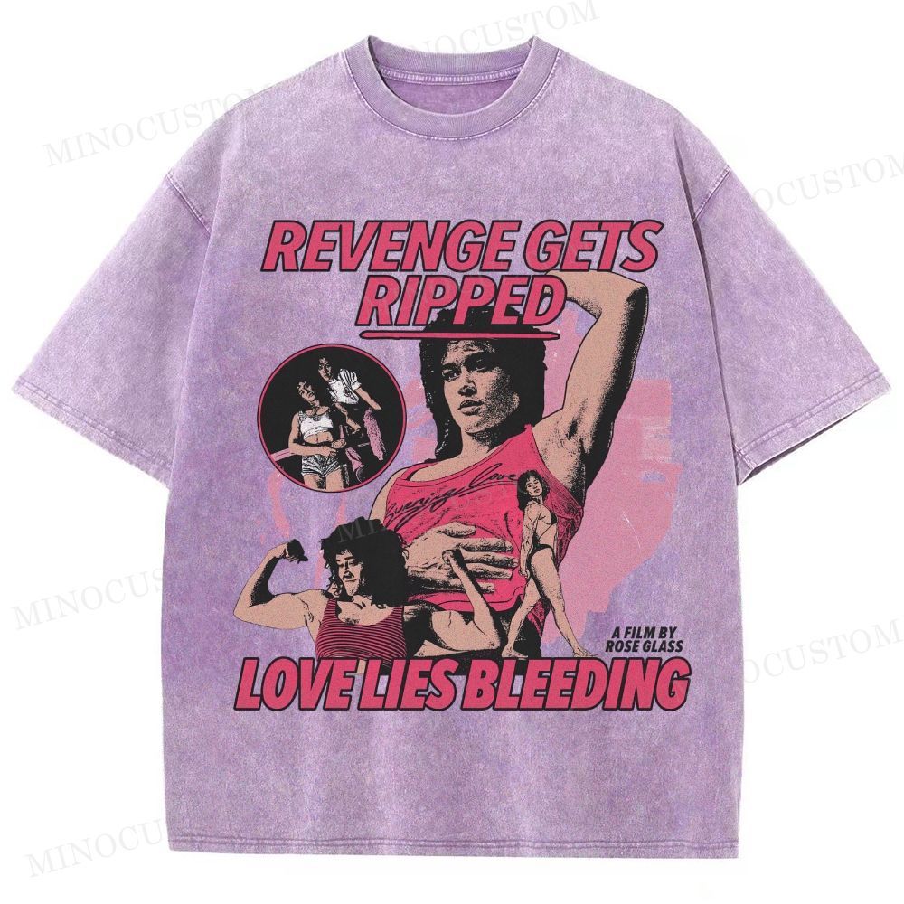 Love Lies Bleeding Action Thriller Retro Collage Graphic Washed T-Shirt