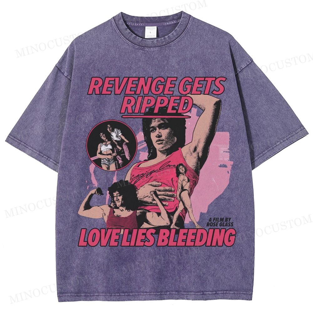 Love Lies Bleeding Action Thriller Retro Collage Graphic Washed T-Shirt