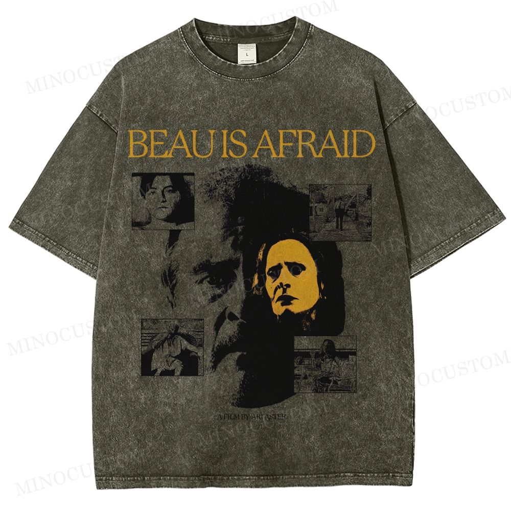 Beau Is Afraid Surreal Horror Retro Collage Graphic Washed T-Shirt