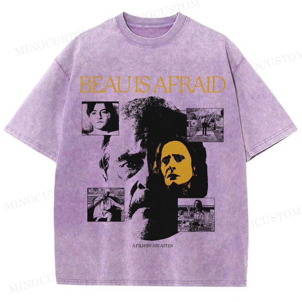 Beau Is Afraid Surreal Horror Retro Collage Graphic Washed T-Shirt