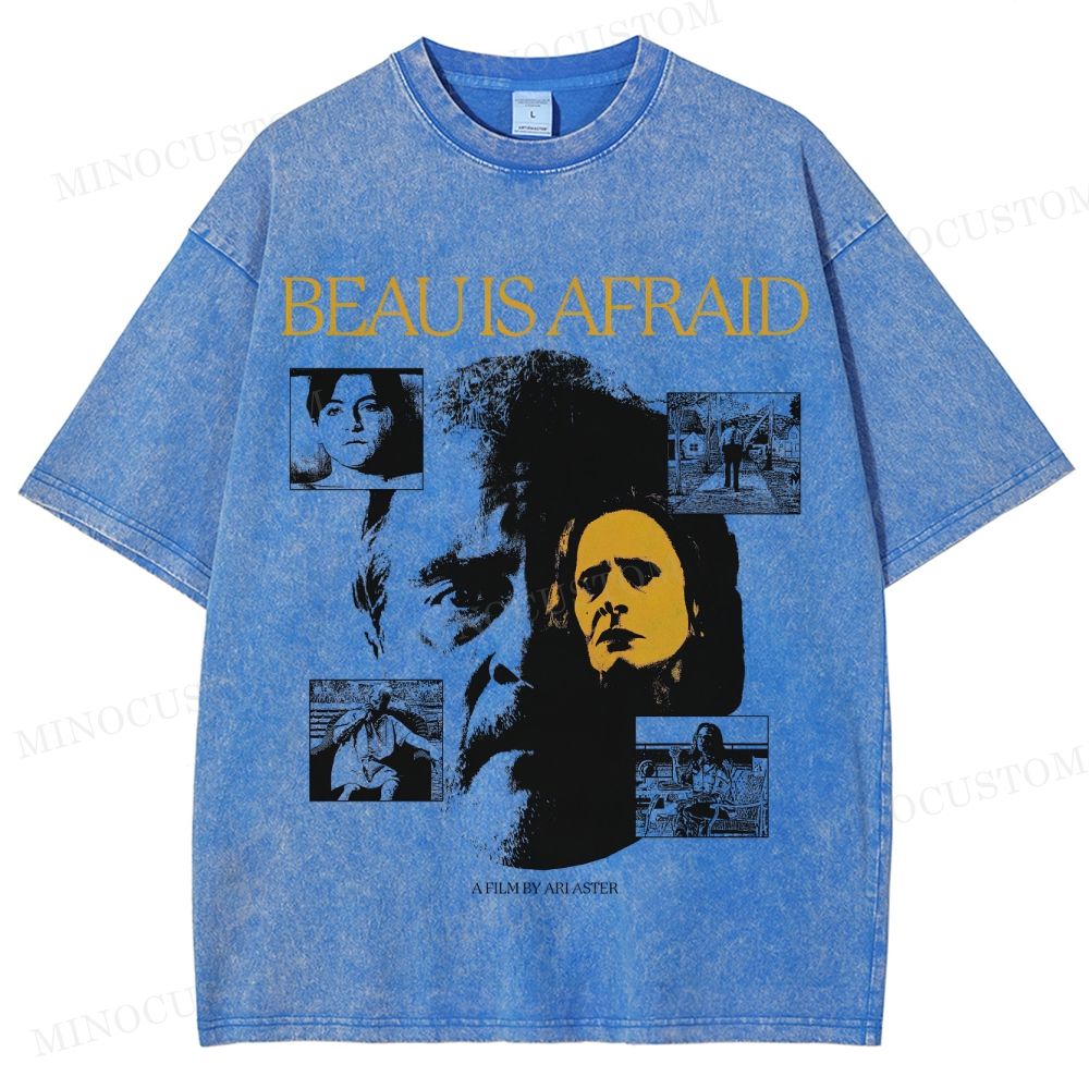 Beau Is Afraid Surreal Horror Retro Collage Graphic Washed T-Shirt