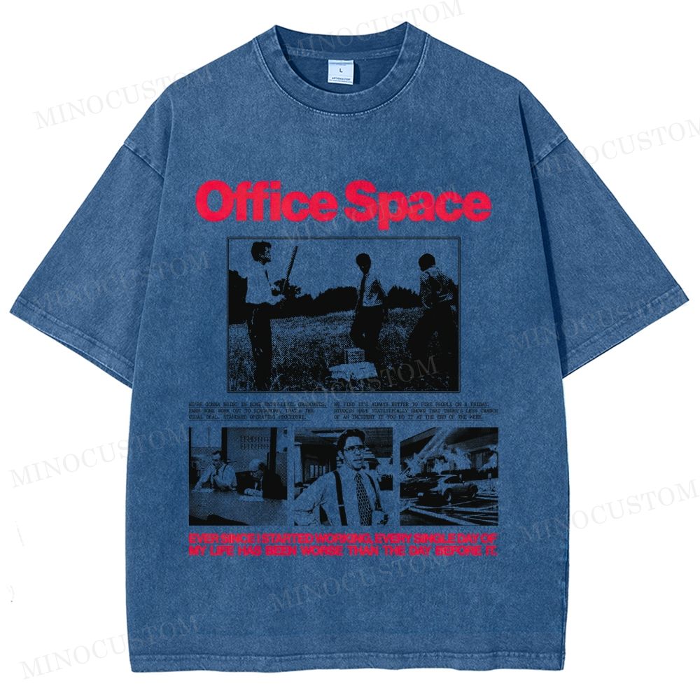 Office Space Comedy Retro Collage Graphic  Washed T-Shirt