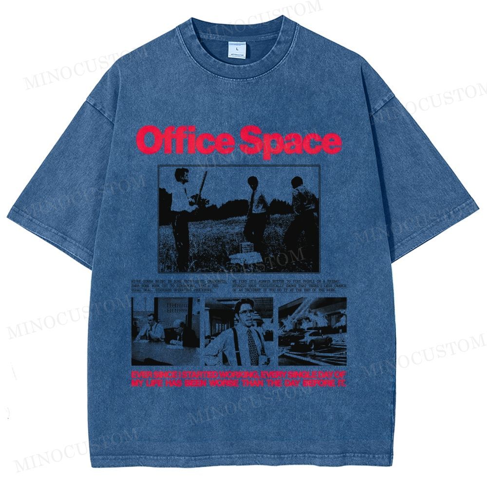 Office Space Comedy Retro Collage Graphic  Washed T-Shirt