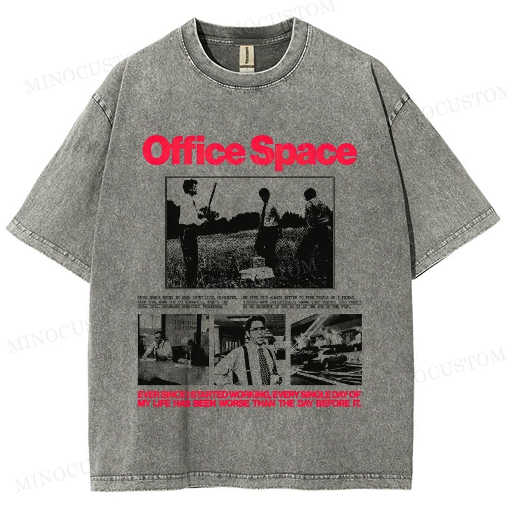 Office Space Comedy Retro Collage Graphic Washed T-Shirt