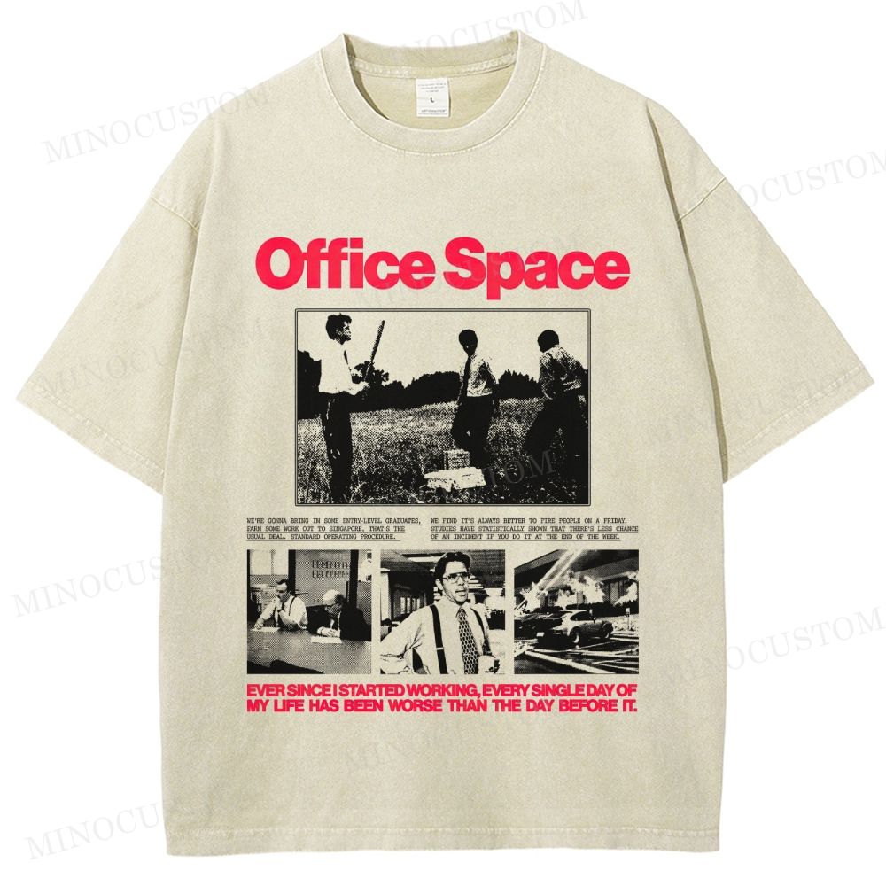 Office Space Comedy Retro Collage Graphic  Washed T-Shirt