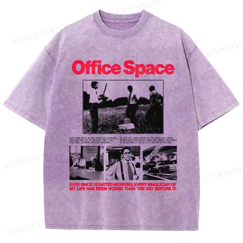 Office Space Comedy Retro Collage Graphic  Washed T-Shirt